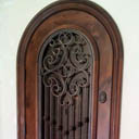 8ft Clear Alder Archtop Custom Bronze Wrought Iron Barbin Wine Celler California Door Gallery